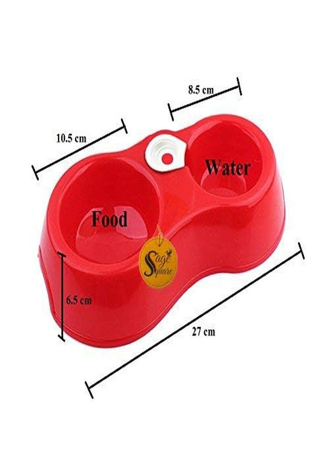 سايج سكوير وعاء طعام وماء مربع الشكل من سيج، 2 في 1، مانع للانزلاق، للاستخدام اليومي، سهل التنظيف، للكلاب/القطط/الجراء/القطط الصغيرة والحيوانات الأليفة الأخرى (أحمر) - Image 3